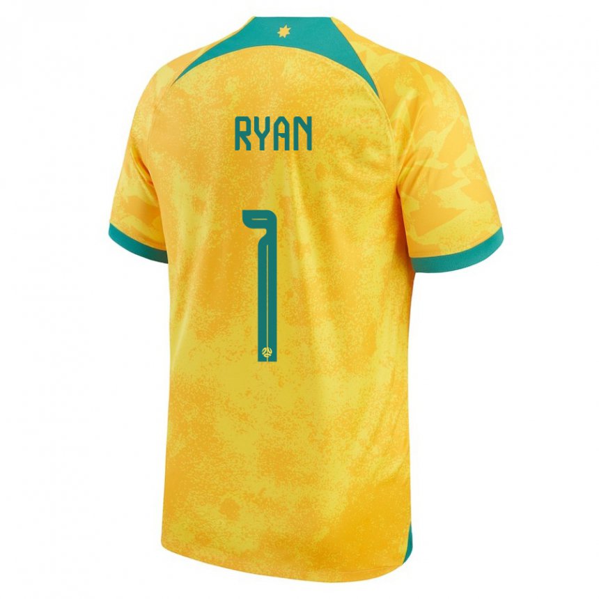 Gyermek Ausztrál Mathew Ryan #1 Aranysárga Hazai Jersey 22-24 Mez Póló Ing