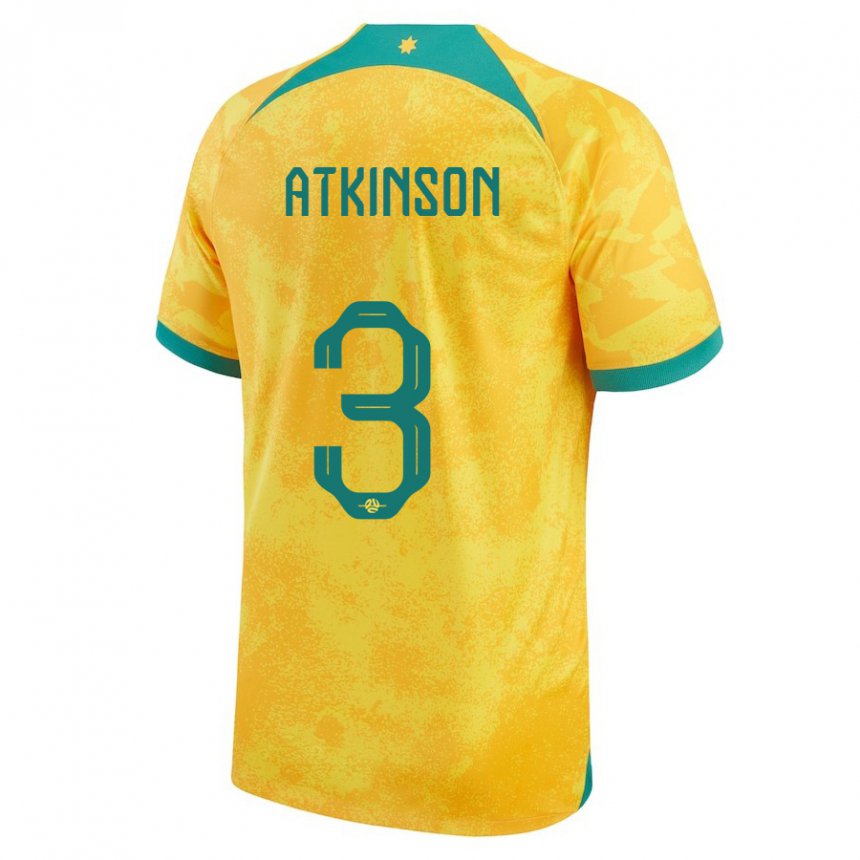 Gyermek Ausztrál Nathaniel Atkinson #3 Aranysárga Hazai Jersey 22-24 Mez Póló Ing