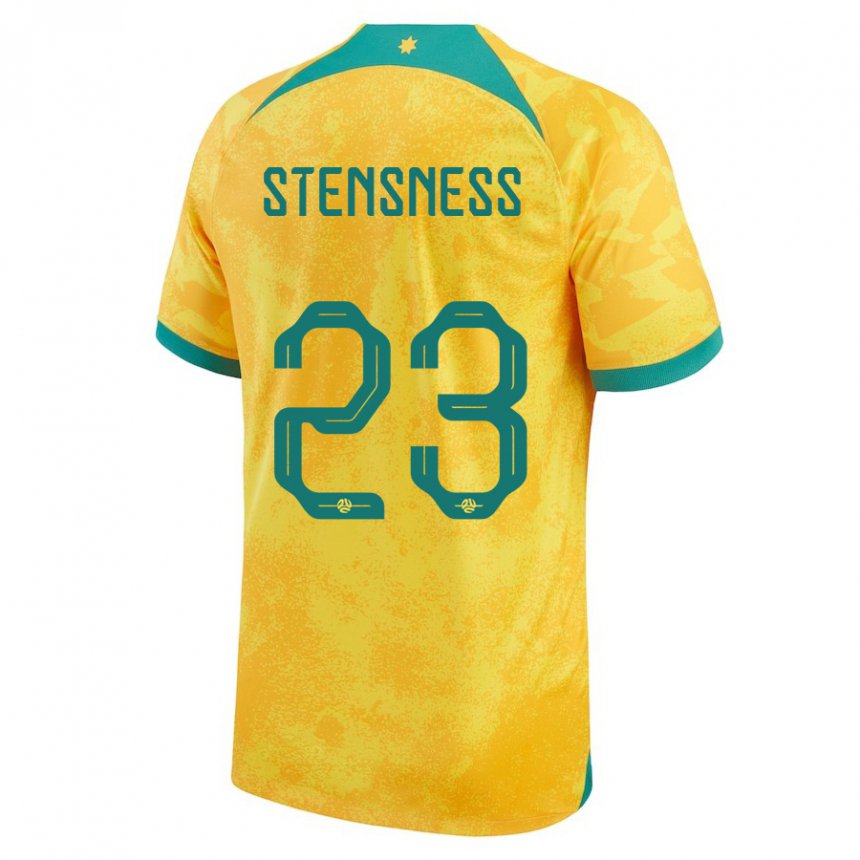 Gyermek Ausztrál Gianni Stensness #23 Aranysárga Hazai Jersey 22-24 Mez Póló Ing