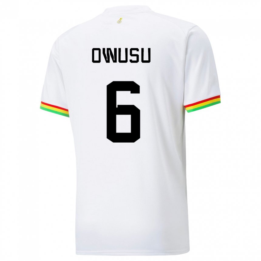 Gyermek Ghánai Elisha Owusu #6 Fehér Hazai Jersey 22-24 Mez Póló Ing