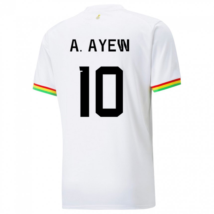 Gyermek Ghánai Andre Ayew #10 Fehér Hazai Jersey 22-24 Mez Póló Ing