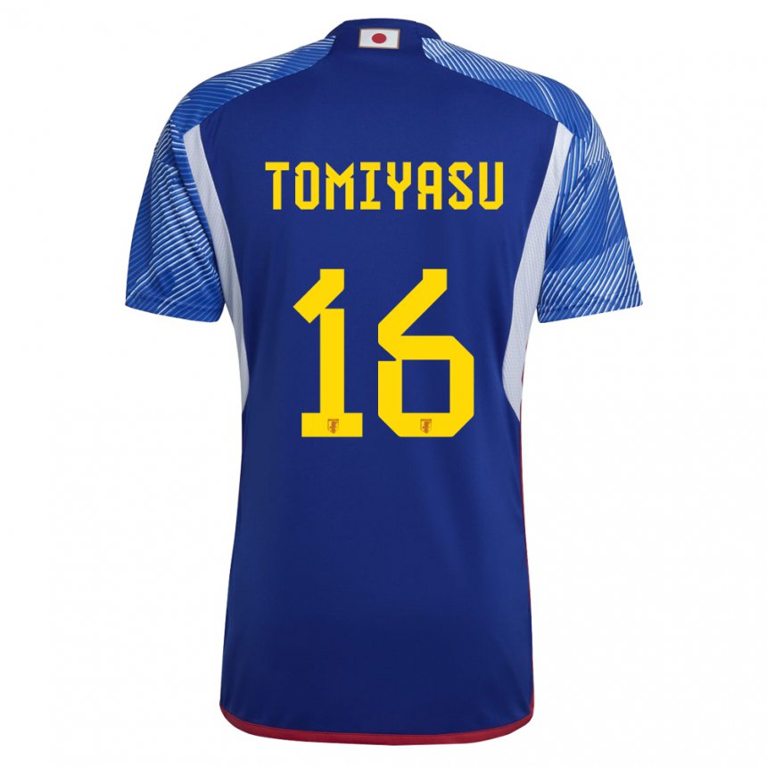 Gyermek Japán Takehiro Tomiyasu #16 Királykék Hazai Jersey 22-24 Mez Póló Ing