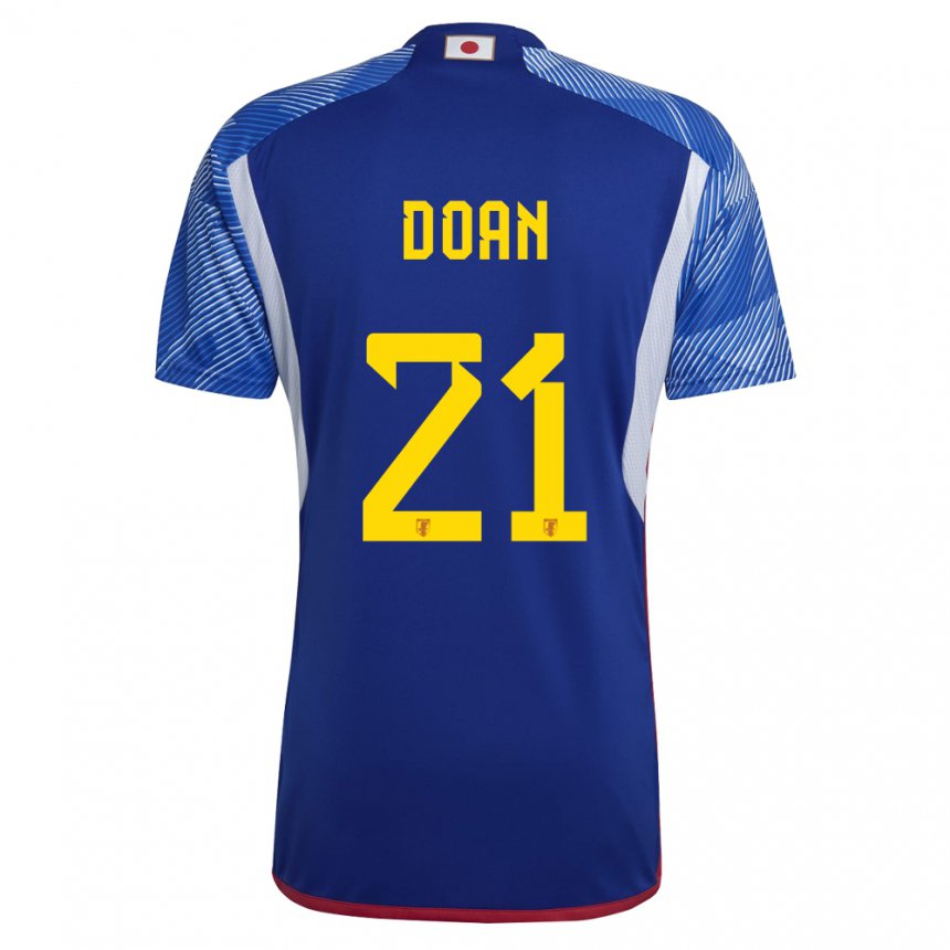 Gyermek Japán Ritsu Doan #21 Királykék Hazai Jersey 22-24 Mez Póló Ing