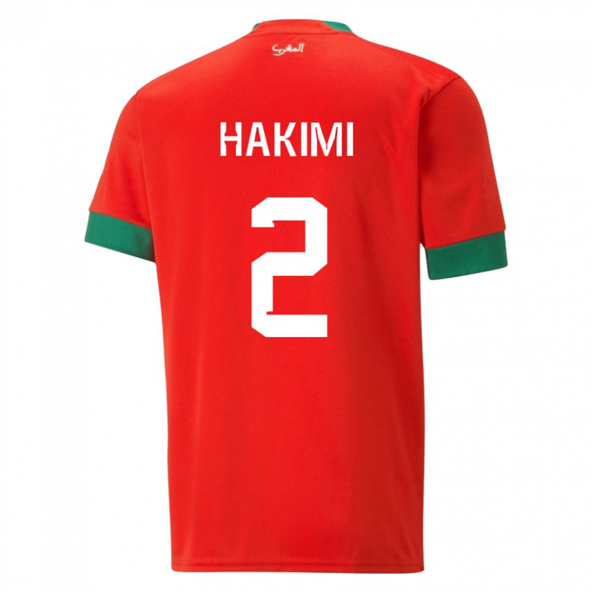 Gyermek Marokkói Achraf Hakimi #2 Piros Hazai Jersey 22-24 Mez Póló Ing