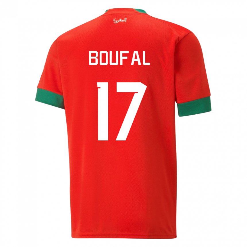 Gyermek Marokkói Sofiane Boufal #17 Piros Hazai Jersey 22-24 Mez Póló Ing