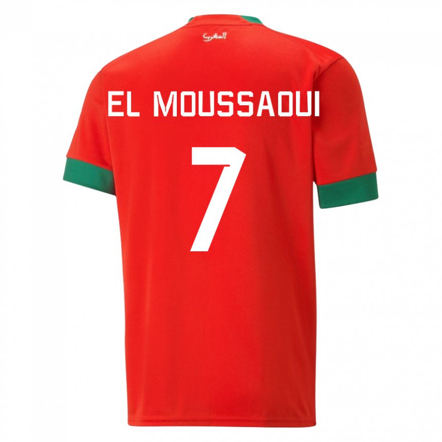 Gyermek Marokkói Hamza El Moussaoui #7 Piros Hazai Jersey 22-24 Mez Póló Ing