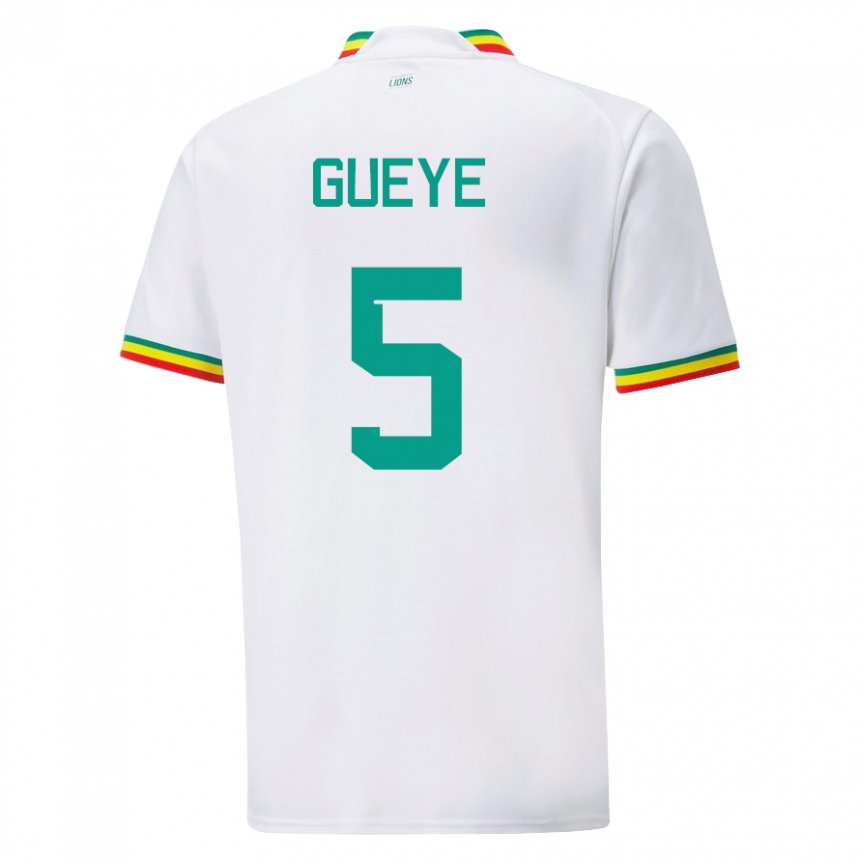 Gyermek Szenegáli Idrissa Gueye #5 Fehér Hazai Jersey 22-24 Mez Póló Ing