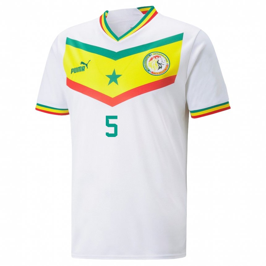 Gyermek Szenegáli Idrissa Gueye #5 Fehér Hazai Jersey 22-24 Mez Póló Ing