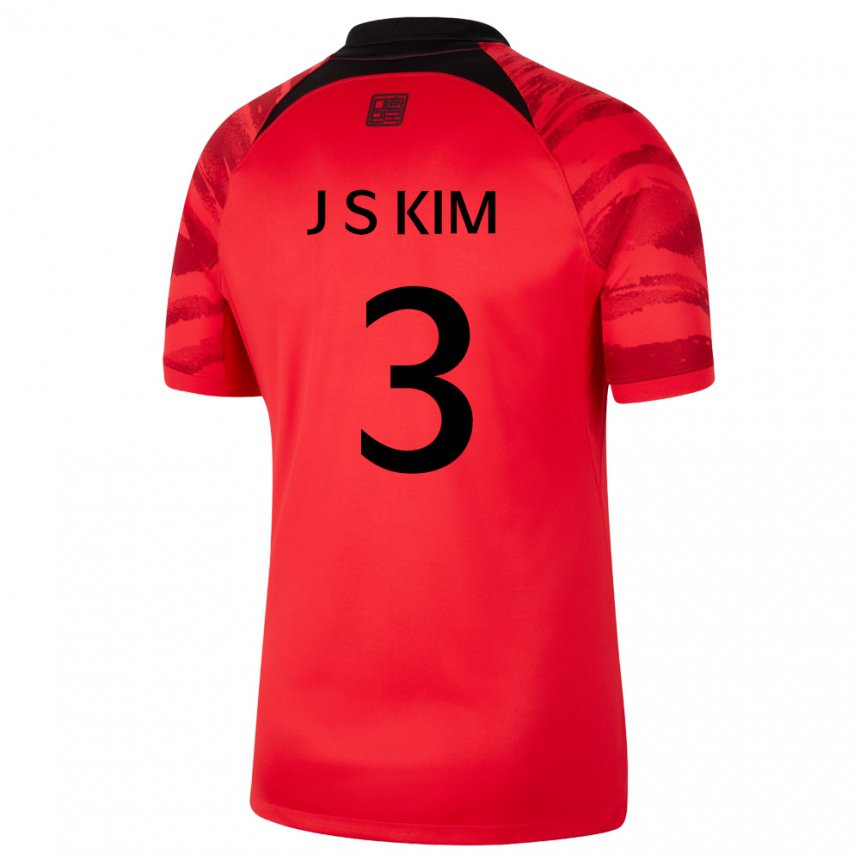 Gyermek Dél-koreai Jin-su Kim #3 Piros Fekete Hazai Jersey 22-24 Mez Póló Ing