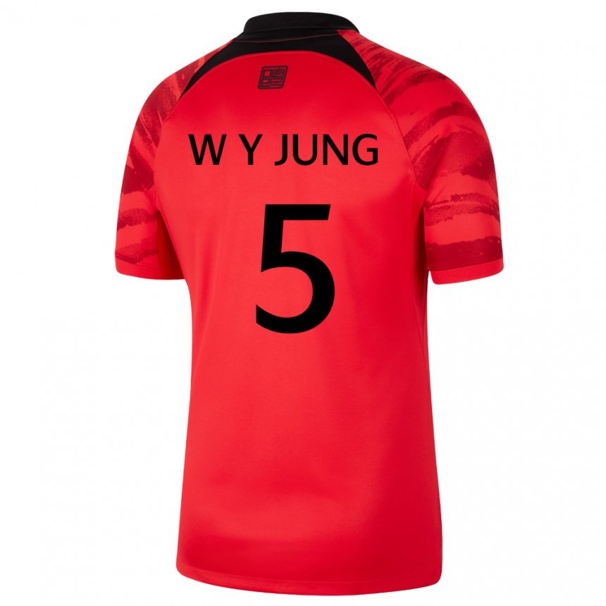 Gyermek Dél-koreai Woo-young Jung #5 Piros Fekete Hazai Jersey 22-24 Mez Póló Ing