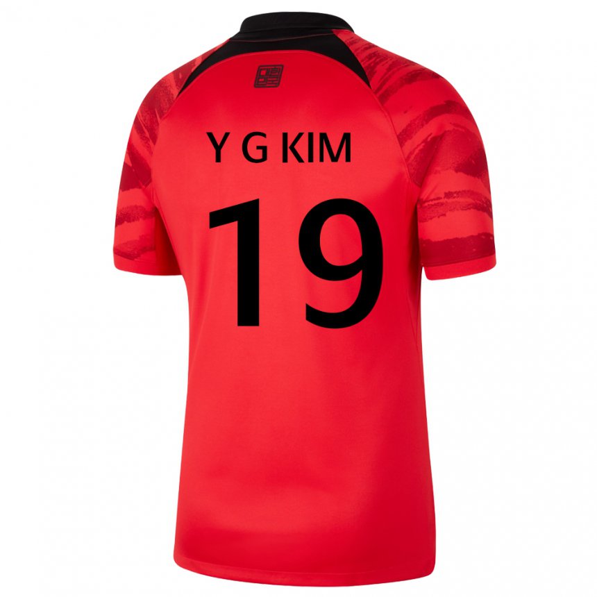 Gyermek Dél-koreai Young-gwon Kim #19 Piros Fekete Hazai Jersey 22-24 Mez Póló Ing