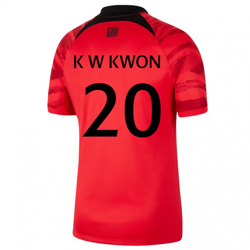 Gyermek Dél-koreai Kyung-won Kwon #20 Piros Fekete Hazai Jersey 22-24 Mez Póló Ing