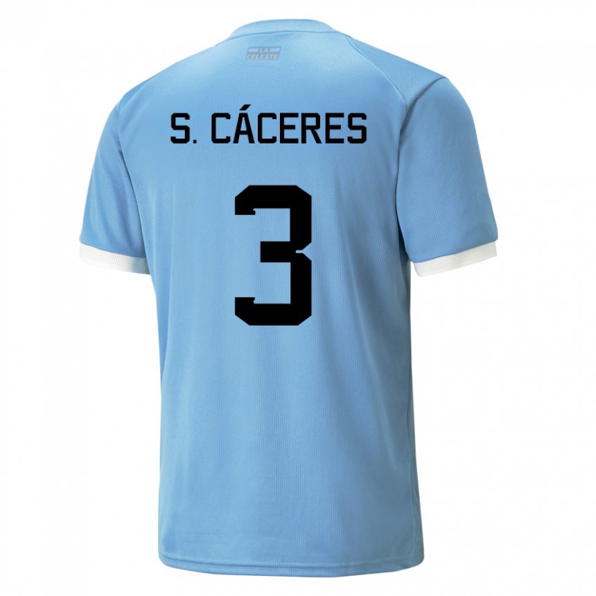 Gyermek Uruguayi Sebastian Caceres #3 Kék Hazai Jersey 22-24 Mez Póló Ing