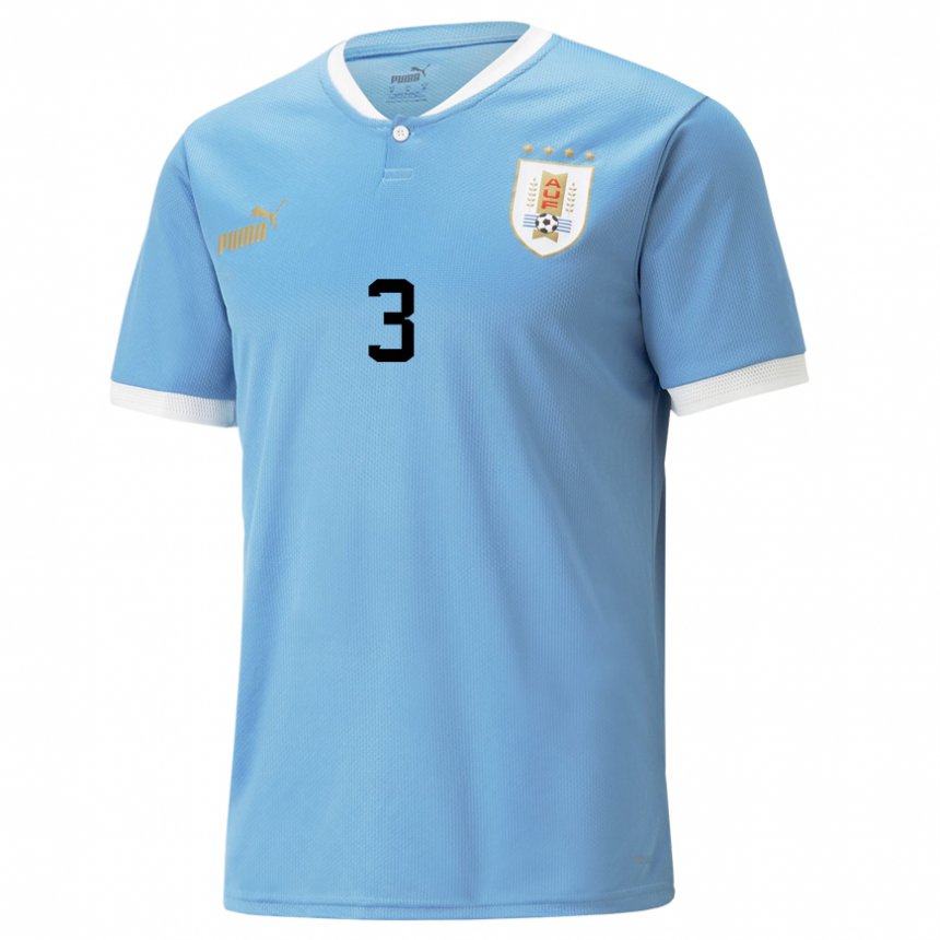 Gyermek Uruguayi Sebastian Caceres #3 Kék Hazai Jersey 22-24 Mez Póló Ing