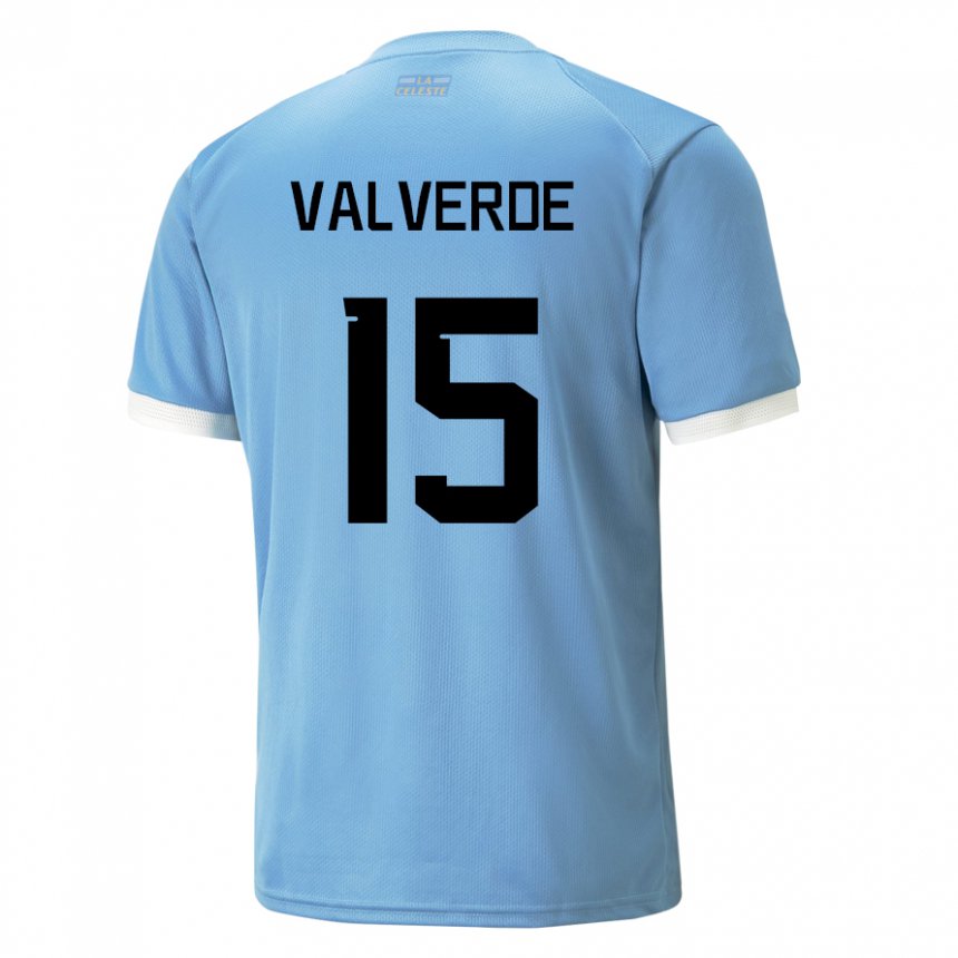 Gyermek Uruguayi Federico Valverde #15 Kék Hazai Jersey 22-24 Mez Póló Ing