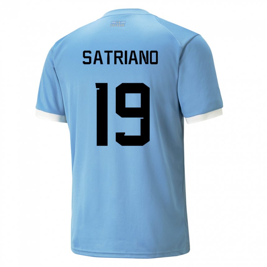 Gyermek Uruguayi Martin Satriano #19 Kék Hazai Jersey 22-24 Mez Póló Ing