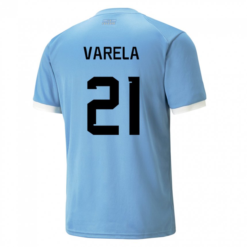 Gyermek Uruguayi Gullermo Varela #21 Kék Hazai Jersey 22-24 Mez Póló Ing