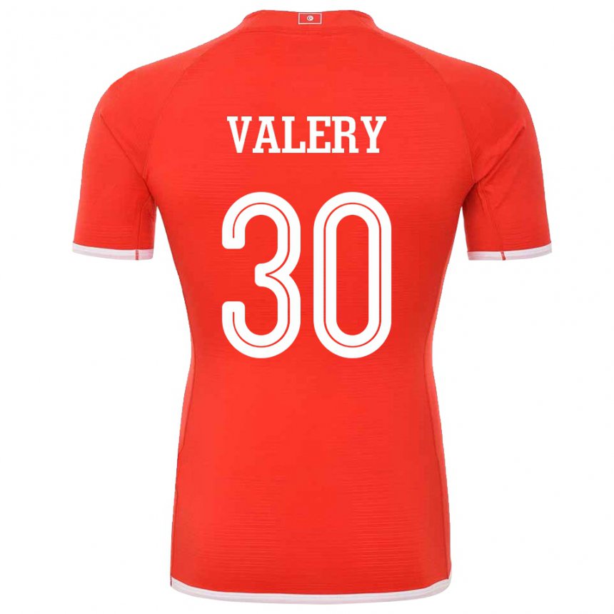 Gyermek Tunéziai Yann Valery #30 Piros Hazai Jersey 22-24 Mez Póló Ing