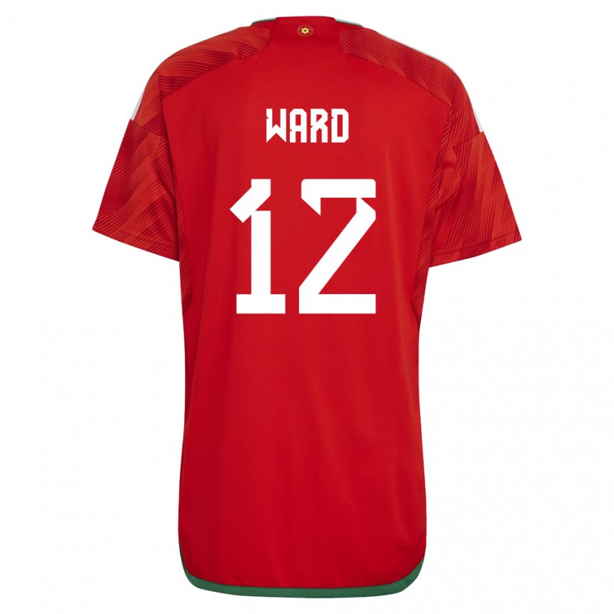 Gyermek Walesi Danny Ward #12 Piros Hazai Jersey 22-24 Mez Póló Ing