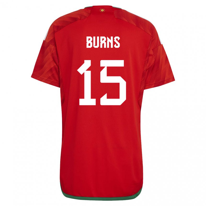 Gyermek Walesi Wes Burns #15 Piros Hazai Jersey 22-24 Mez Póló Ing