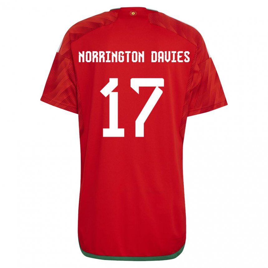 Gyermek Walesi Rhys Norrington Davies #17 Piros Hazai Jersey 22-24 Mez Póló Ing