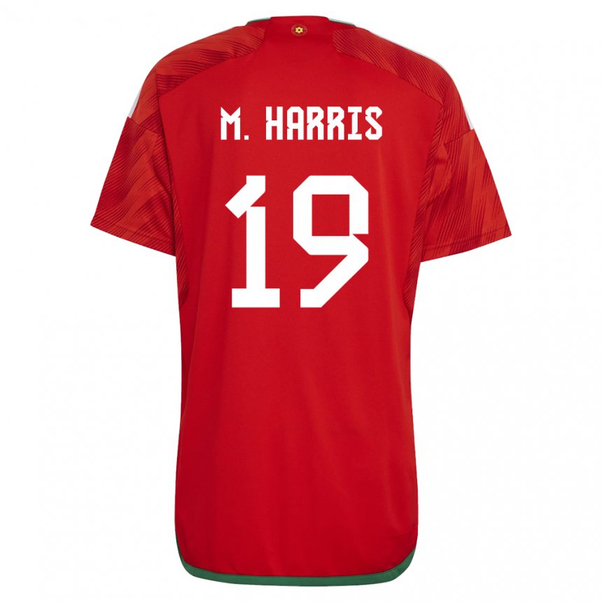 Gyermek Walesi Mark Harris #19 Piros Hazai Jersey 22-24 Mez Póló Ing