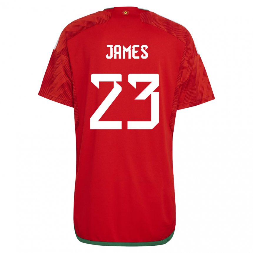 Gyermek Walesi Jordan James #23 Piros Hazai Jersey 22-24 Mez Póló Ing