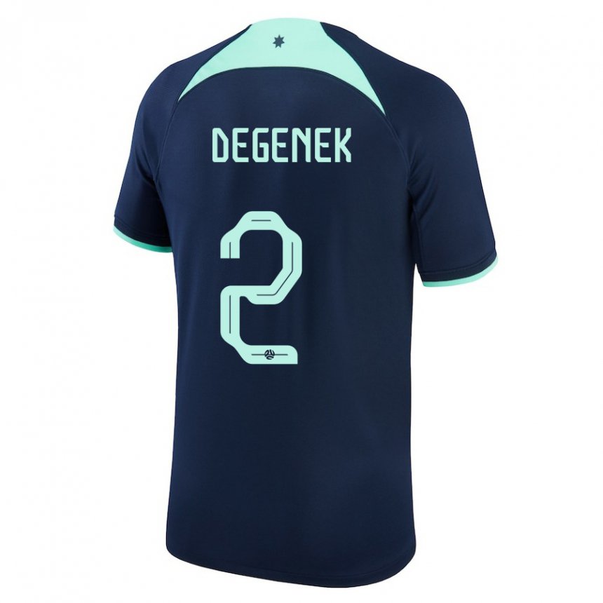 Gyermek Ausztrál Milos Degenek #2 Sötétkék Idegenbeli Jersey 22-24 Mez Póló Ing