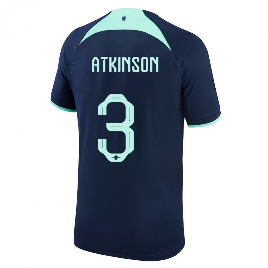 Gyermek Ausztrál Nathaniel Atkinson #3 Sötétkék Idegenbeli Jersey 22-24 Mez Póló Ing