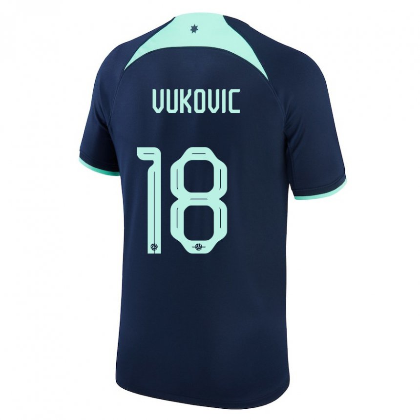 Gyermek Ausztrál Danny Vukovic #18 Sötétkék Idegenbeli Jersey 22-24 Mez Póló Ing