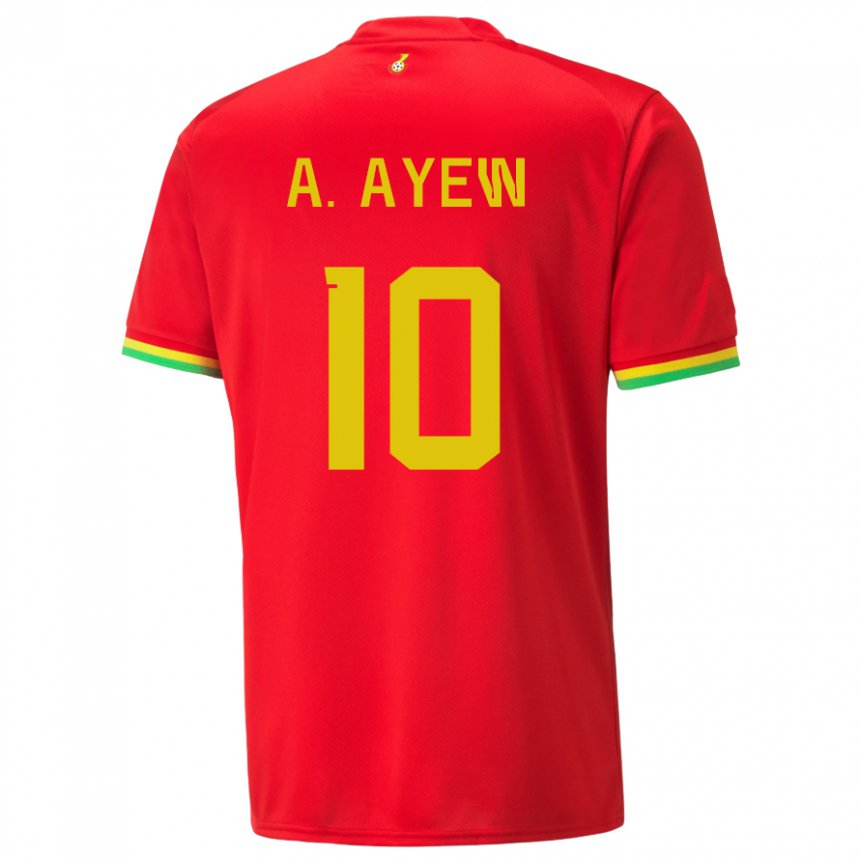 Gyermek Ghánai Andre Ayew #10 Piros Idegenbeli Jersey 22-24 Mez Póló Ing