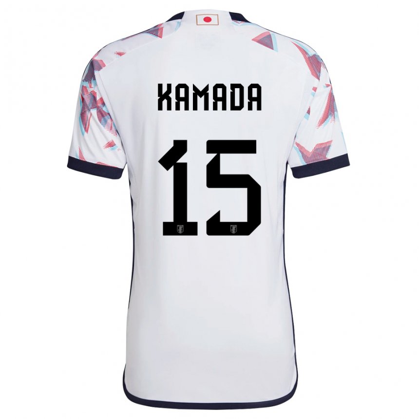 Gyermek Japán Daichi Kamada #15 Fehér Idegenbeli Jersey 22-24 Mez Póló Ing