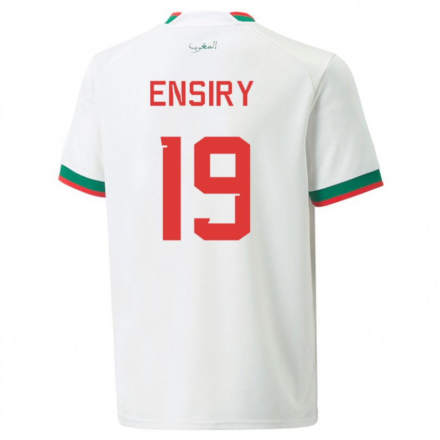 Gyermek Marokkói Youssef Ensiry #19 Fehér Idegenbeli Jersey 22-24 Mez Póló Ing