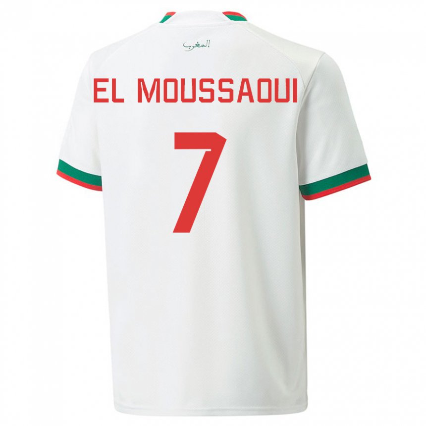 Gyermek Marokkói Hamza El Moussaoui #7 Fehér Idegenbeli Jersey 22-24 Mez Póló Ing