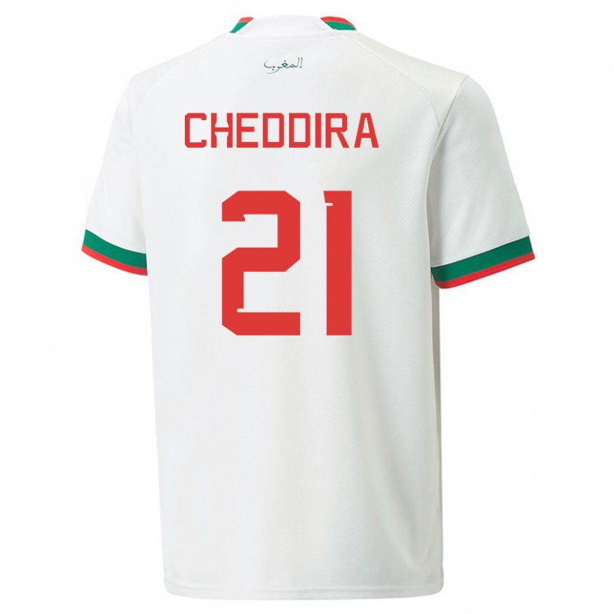 Gyermek Marokkói Walid Cheddira #21 Fehér Idegenbeli Jersey 22-24 Mez Póló Ing