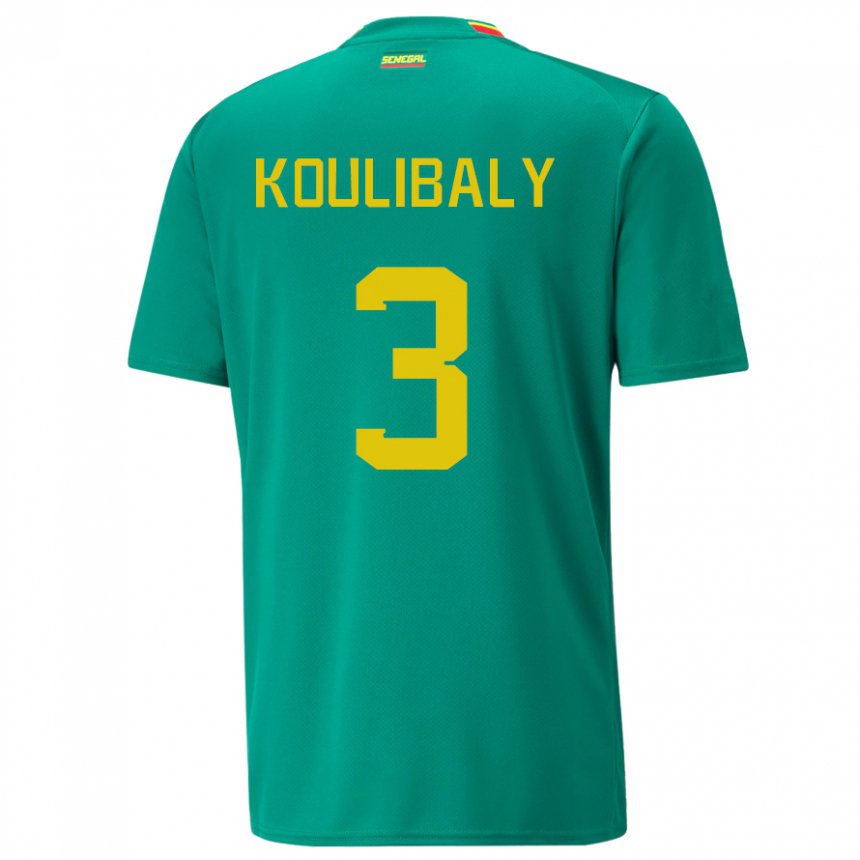 Gyermek Szenegáli Kalidou Koulibaly #3 Zöld Idegenbeli Jersey 22-24 Mez Póló Ing