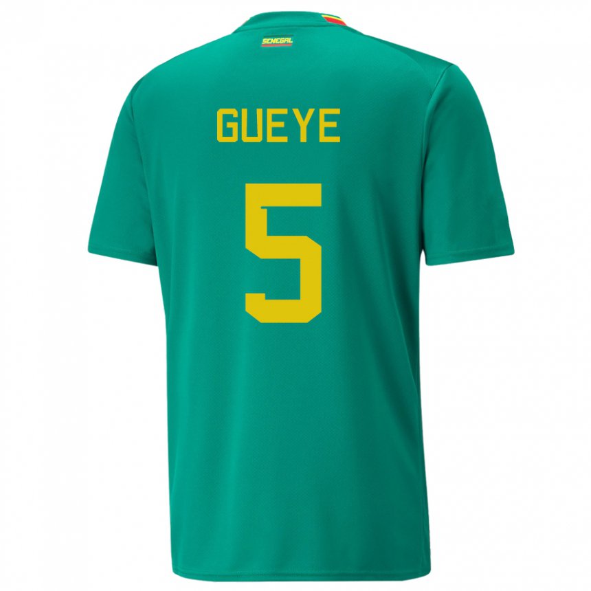 Gyermek Szenegáli Idrissa Gueye #5 Zöld Idegenbeli Jersey 22-24 Mez Póló Ing