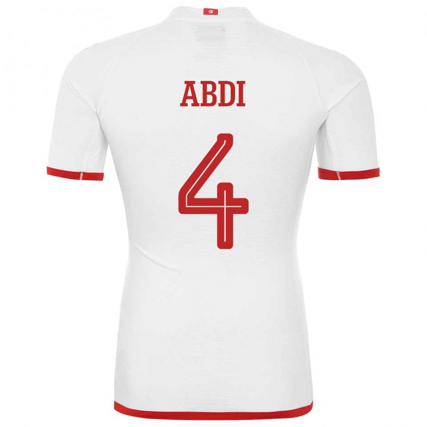 Gyermek Tunéziai Ali Abdi #4 Fehér Idegenbeli Jersey 22-24 Mez Póló Ing