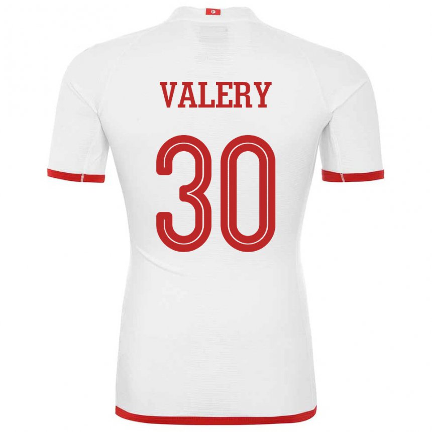 Gyermek Tunéziai Yann Valery #30 Fehér Idegenbeli Jersey 22-24 Mez Póló Ing