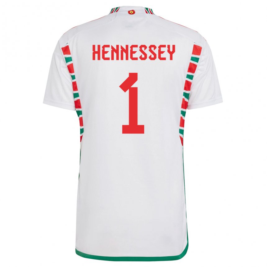 Gyermek Walesi Wayne Hennessey #1 Fehér Idegenbeli Jersey 22-24 Mez Póló Ing