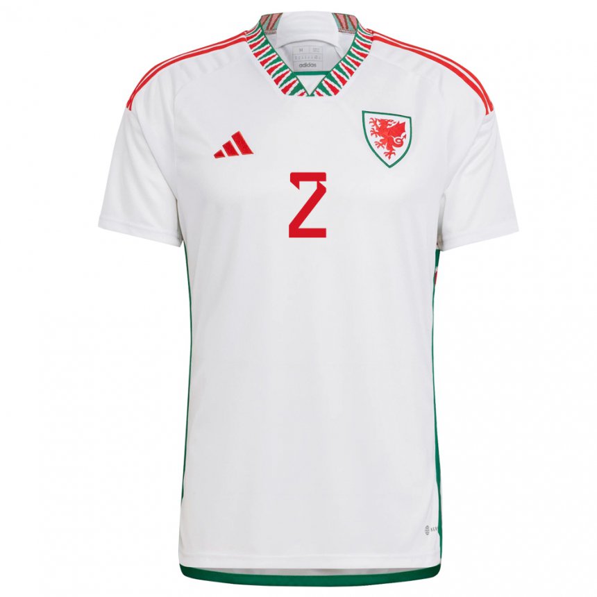 Gyermek Walesi Chris Gunter #2 Fehér Idegenbeli Jersey 22-24 Mez Póló Ing