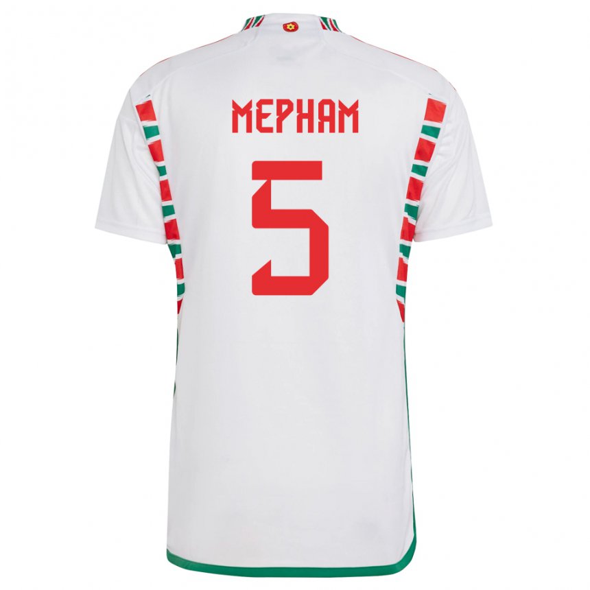 Gyermek Walesi Chris Mepham #5 Fehér Idegenbeli Jersey 22-24 Mez Póló Ing