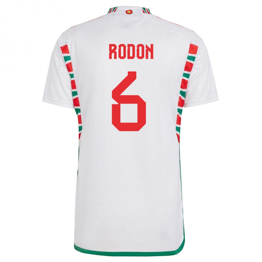 Gyermek Walesi Joe Rodon #6 Fehér Idegenbeli Jersey 22-24 Mez Póló Ing