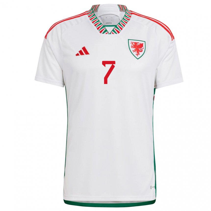 Gyermek Walesi Joe Allen #7 Fehér Idegenbeli Jersey 22-24 Mez Póló Ing