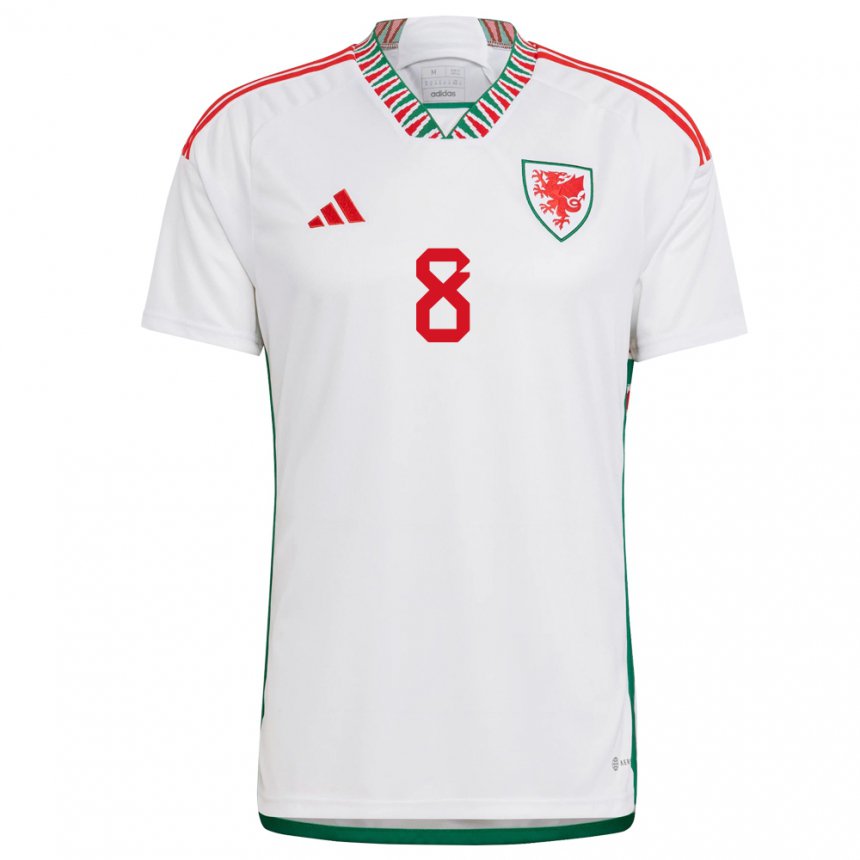 Gyermek Walesi Matt Smith #8 Fehér Idegenbeli Jersey 22-24 Mez Póló Ing