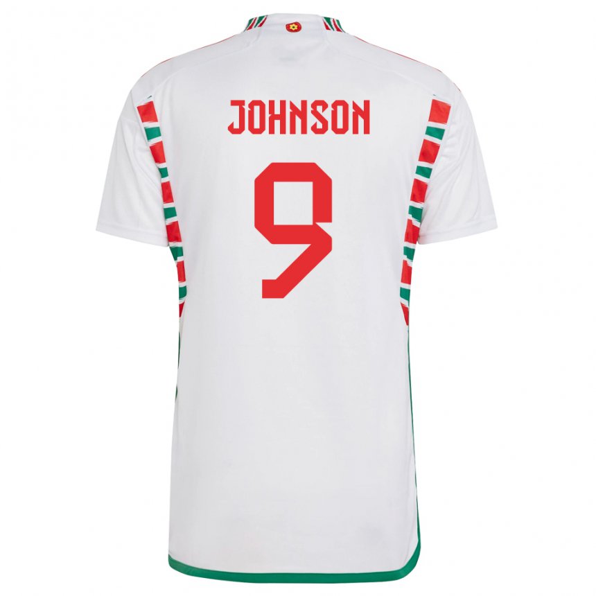 Gyermek Walesi Brennan Johnson #9 Fehér Idegenbeli Jersey 22-24 Mez Póló Ing