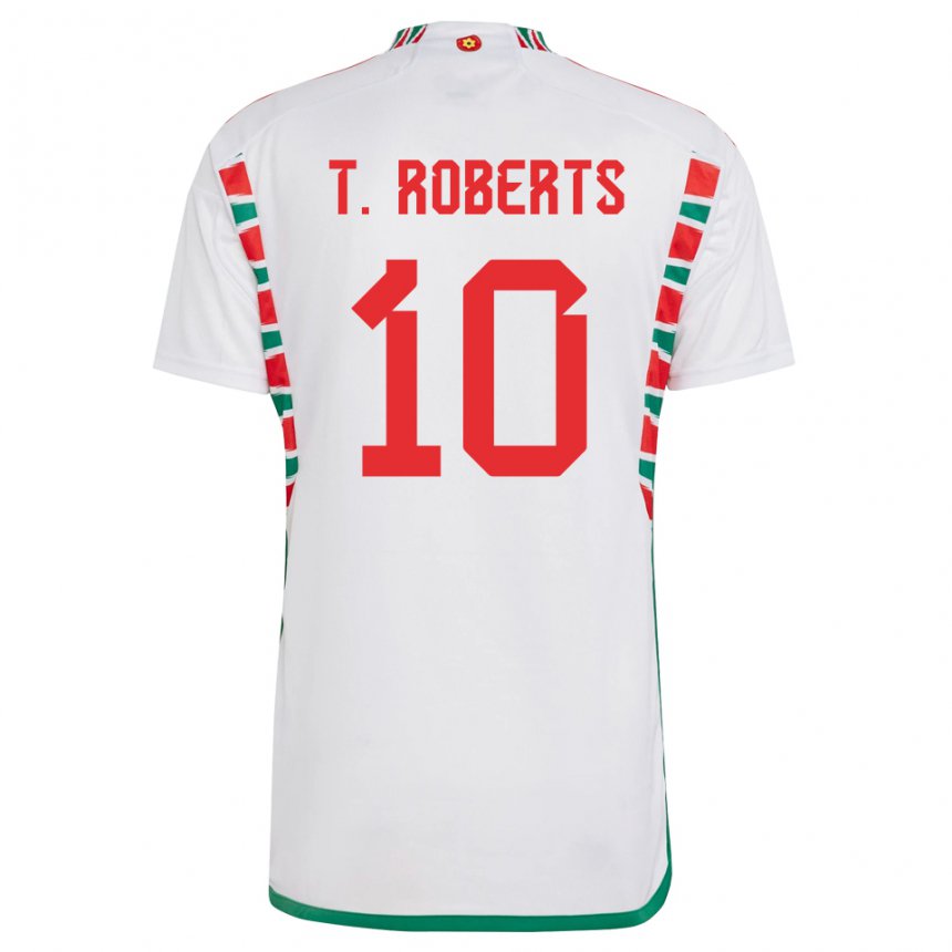 Gyermek Walesi Tyler Roberts #10 Fehér Idegenbeli Jersey 22-24 Mez Póló Ing