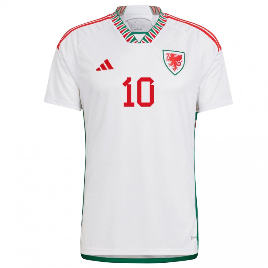 Gyermek Walesi Tyler Roberts #10 Fehér Idegenbeli Jersey 22-24 Mez Póló Ing