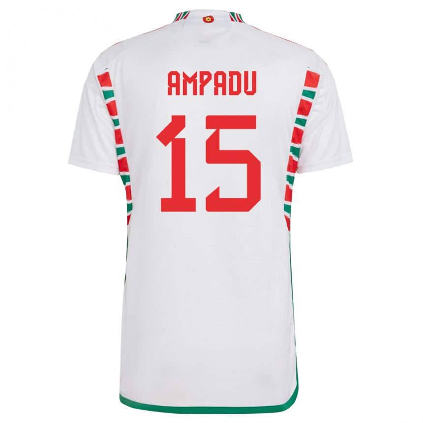 Gyermek Walesi Ethan Ampadu #15 Fehér Idegenbeli Jersey 22-24 Mez Póló Ing