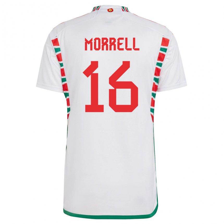 Gyermek Walesi Joe Morrell #16 Fehér Idegenbeli Jersey 22-24 Mez Póló Ing